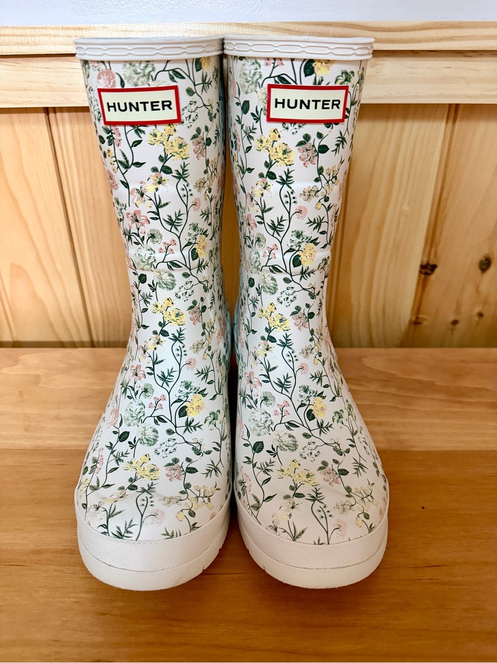 Hunter Women’s Floral White Rain Boots